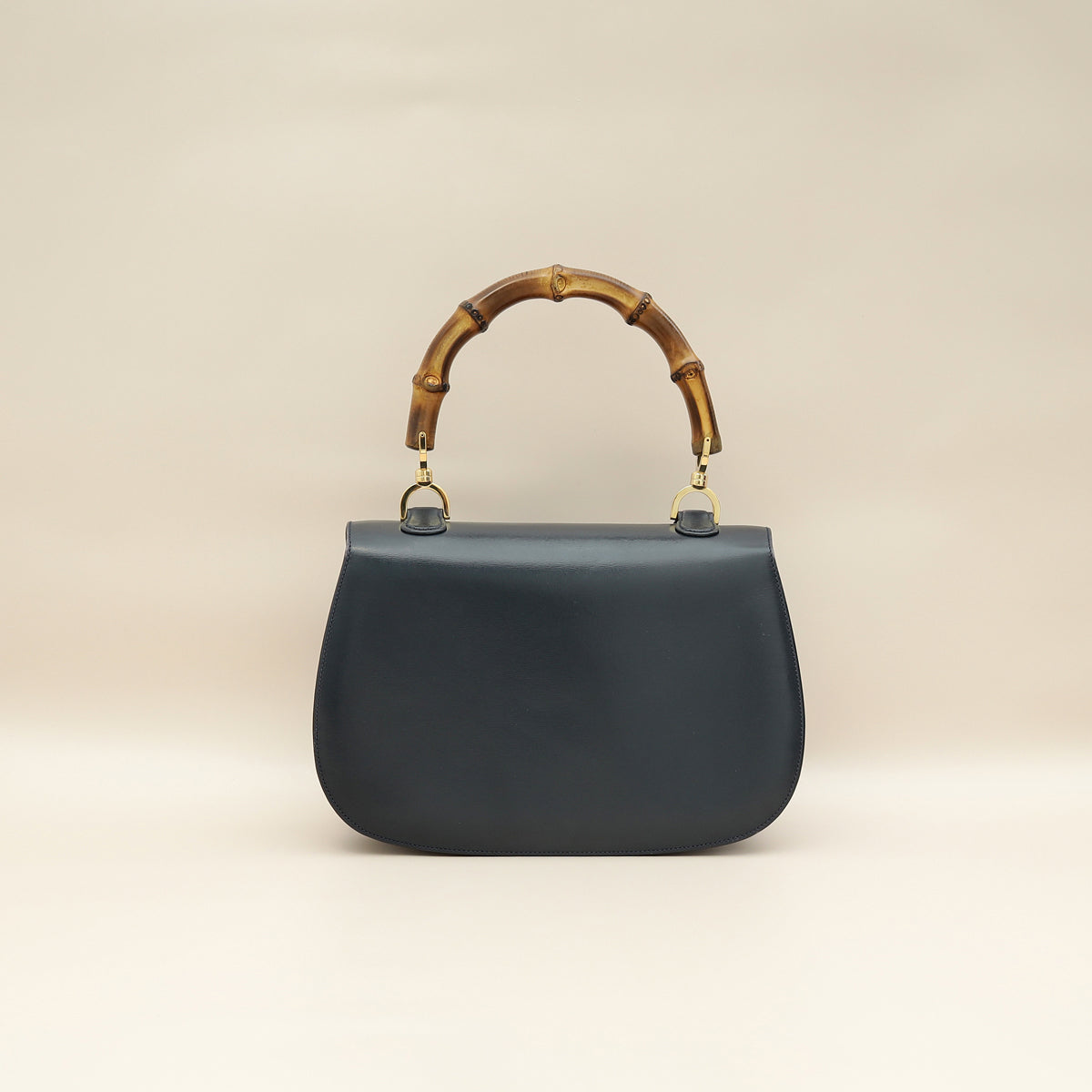 Gucci Navy Blue Bamboo Top Handle Bag