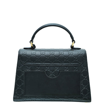 Gucci Black Guccissima Padlock Top Handle Small Bag