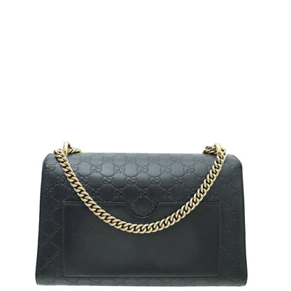 Gucci Black GG Guccissima Padlock Medium Shoulder Bag