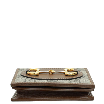 Gucci Ebony 1955 Horsebit Card Case Chain Walle