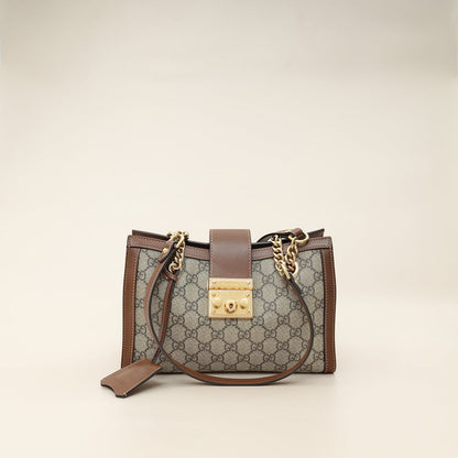 Gucci Ebony GG Supreme Padlock Small Tote Bag