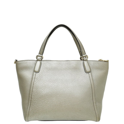 Gucci Metallic Champagne Soho Convertible Tote Small Bag