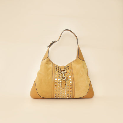 Gucci Beige Jackie O Hobo Suede Bag