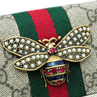 Gucci Multicolor Web Queen Margaret Chain Wallet