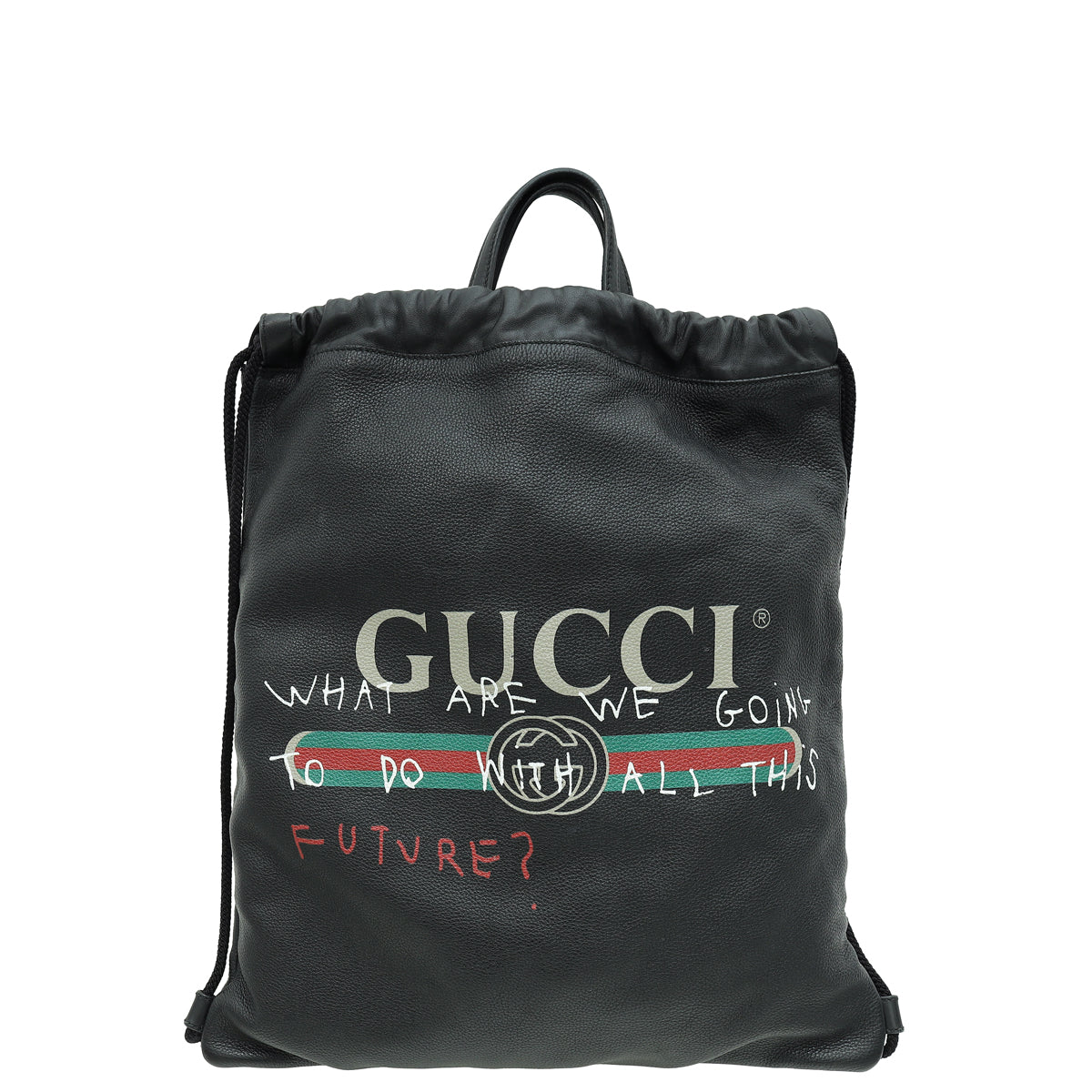 Gucci Black Coco Capitan Logo Drawstring Backpack Bag