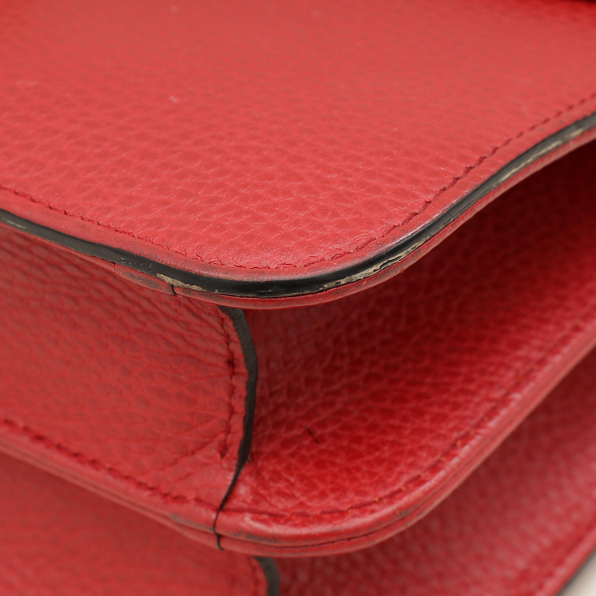 Gucci Red Interlocking G Flap Medium Shoulder Bag