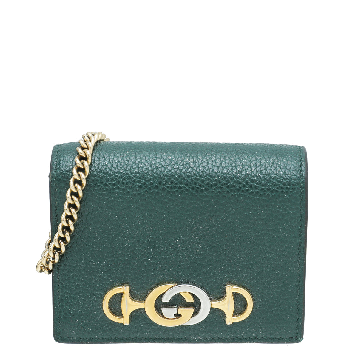 Gucci Forest Green Zumi Chain Card Case Wallet