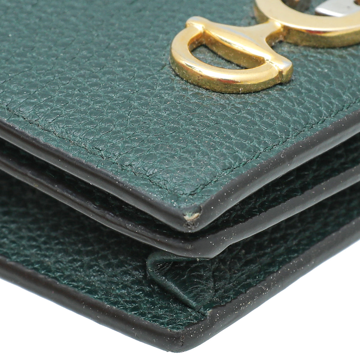 Gucci Forest Green Zumi Chain Card Case Wallet