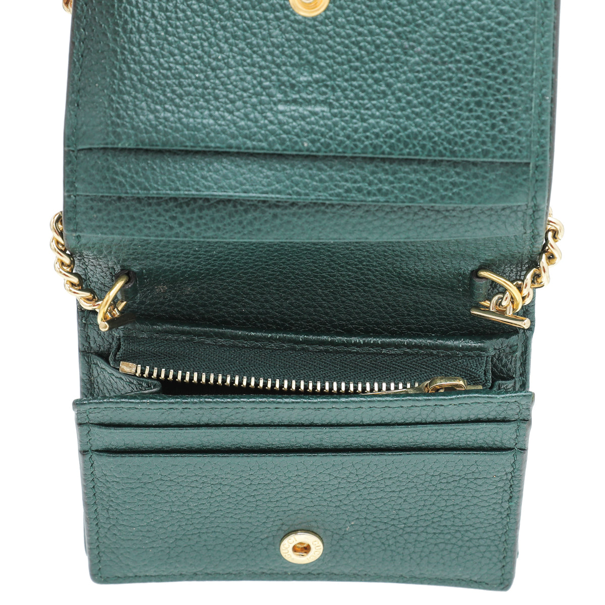 Gucci Forest Green Zumi Chain Card Case Wallet