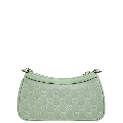 Gucci Pale Green GG Ophidia Denim Small Shoulder Bag