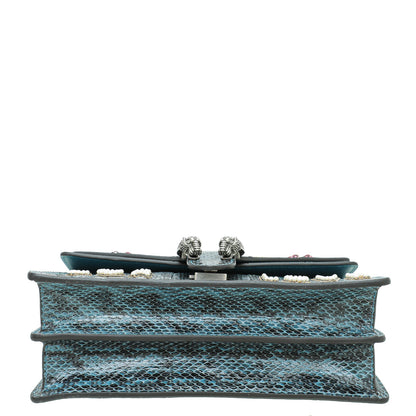 Gucci Marine Blue Python Crystal Embellished "Blind for Love" Dionysus Bag