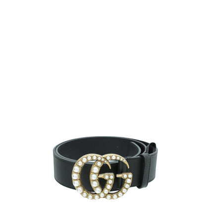 Gucci Black Pearl Double G Belt 34