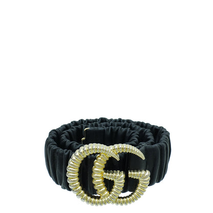 Gucci Black GG Torchon Buckle Elasticized Belt 34