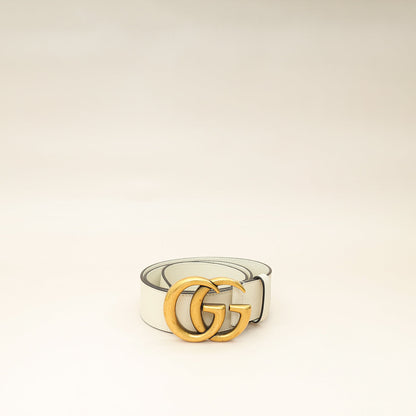Gucci White Marmont Wide 4mm Belt 30