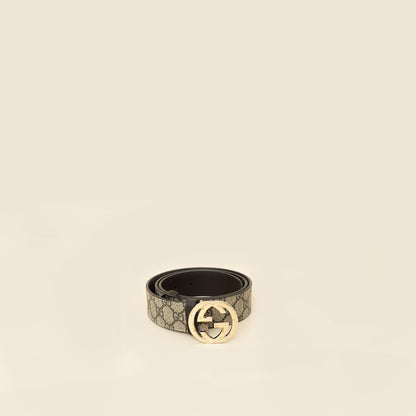 Gucci Bicolor GG Supreme Interlocking G Buckle Belt 36