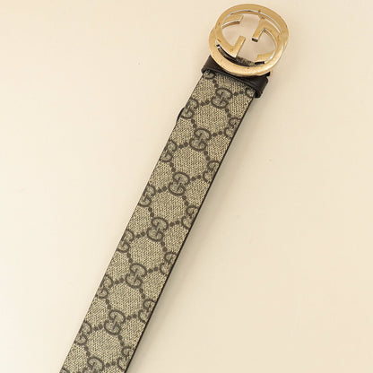 Gucci Bicolor GG Supreme Interlocking G Buckle Belt 36