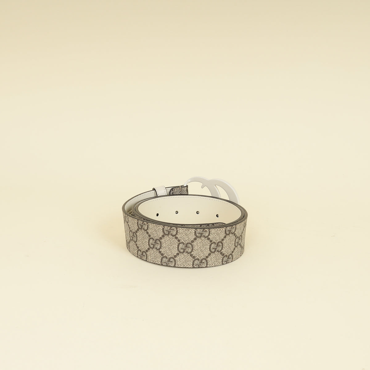 Gucci Bicolor Double G Buckle Supreme Belt 32