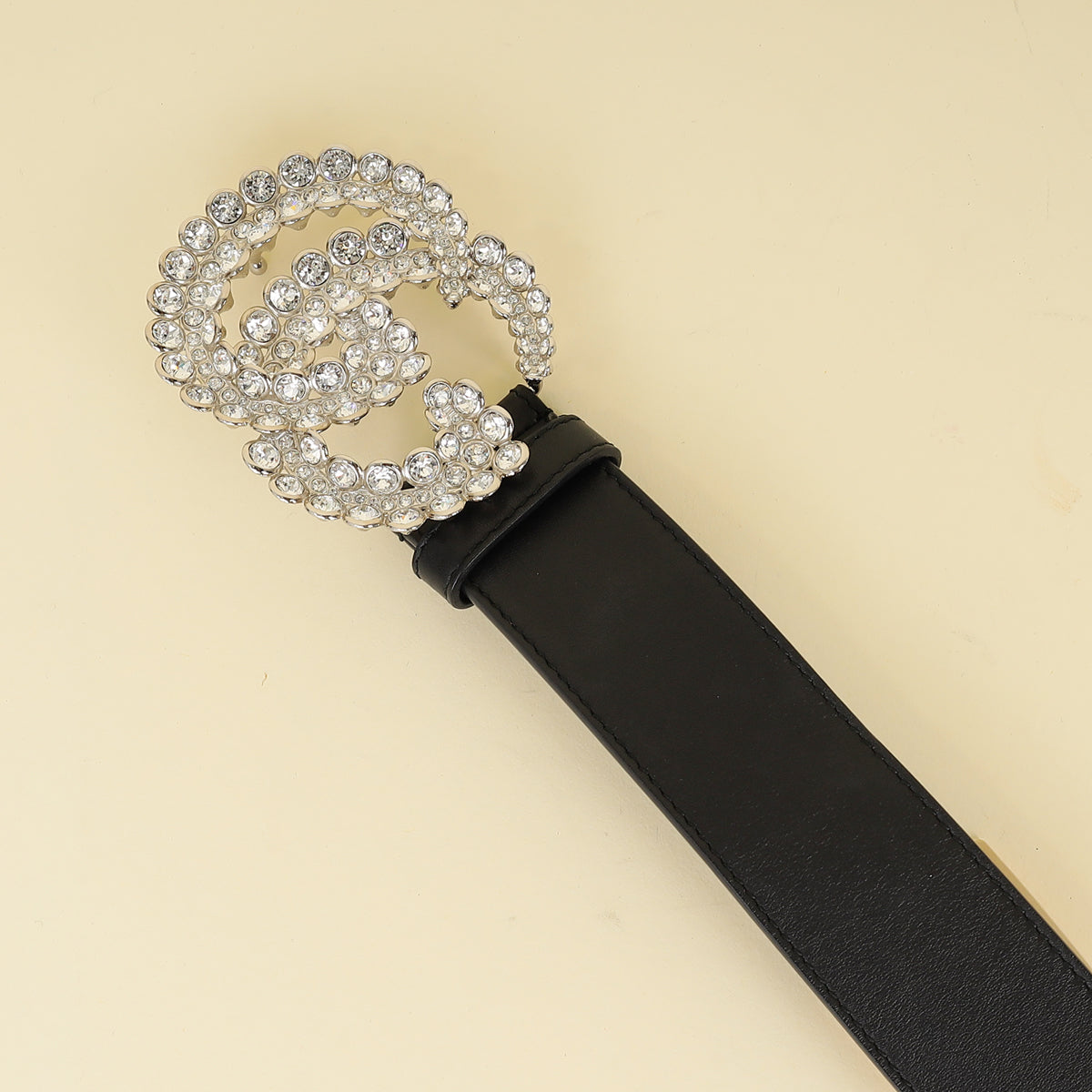 Gucci Black Double G Crystal Belt 32
