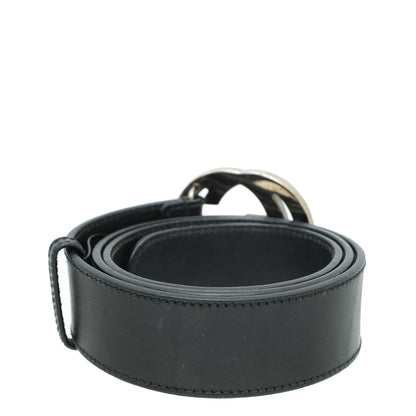 Gucci Black Double G Leather Belt 36