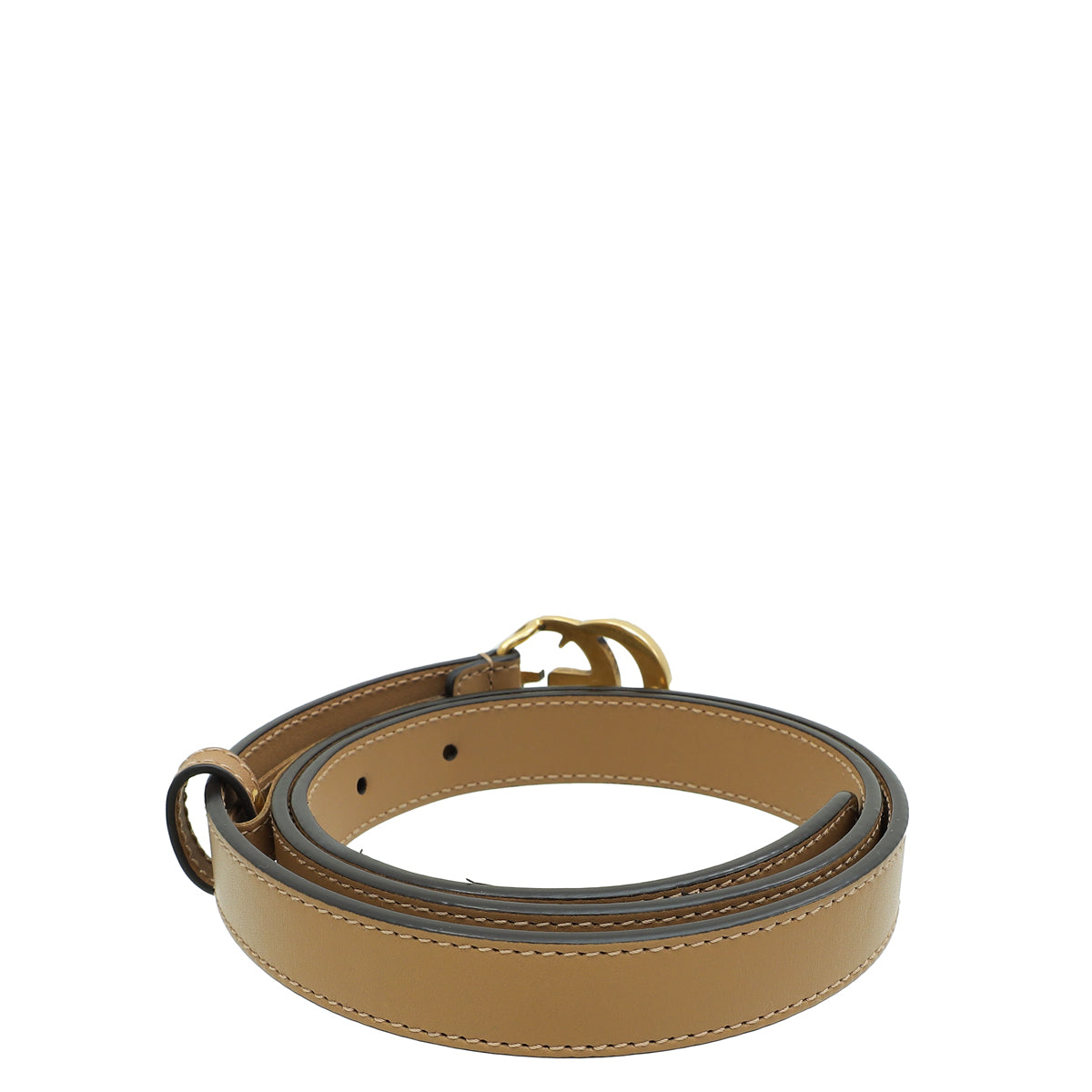 Gucci Light Brown GG Marmont Thin 18mm Belt 32
