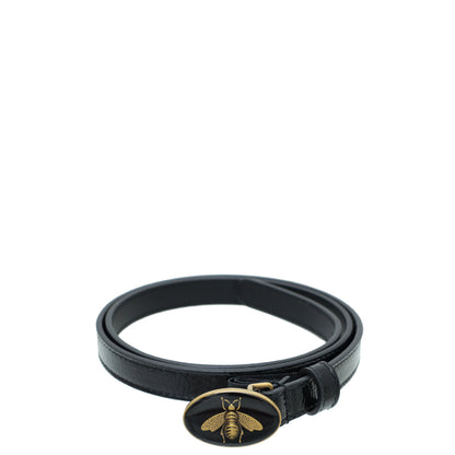 Gucci Black Enamel Bee Belt 32