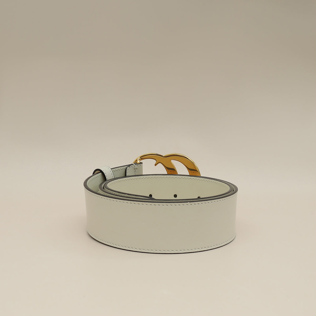 Gucci White Double G Buckle 40mm Belt 30