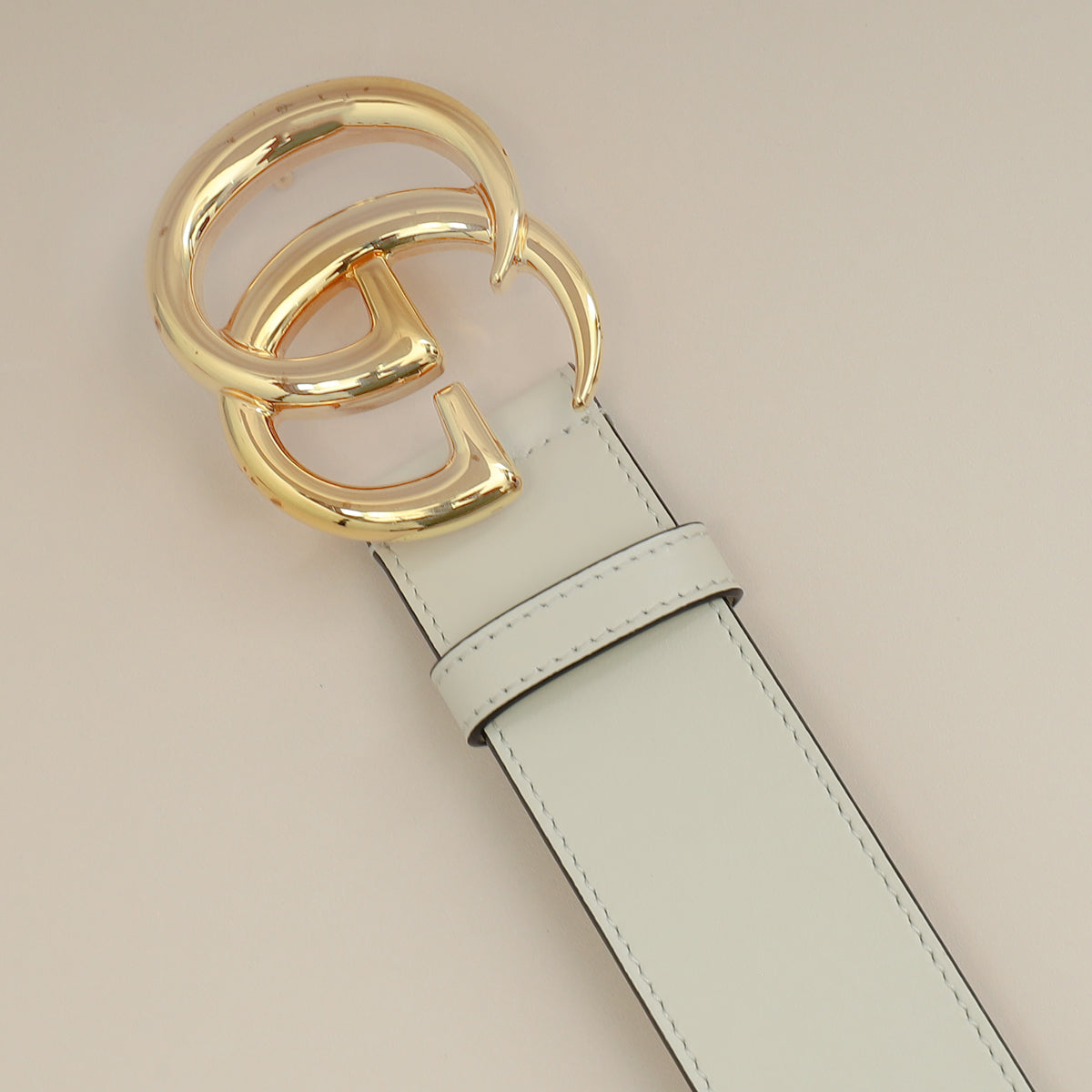 Gucci White Double G Buckle 40mm Belt 30