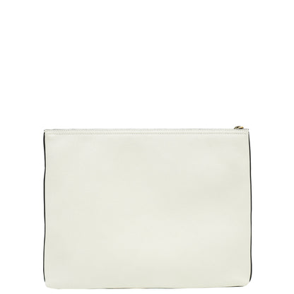 Gucci White Logo Portfolio Clutch