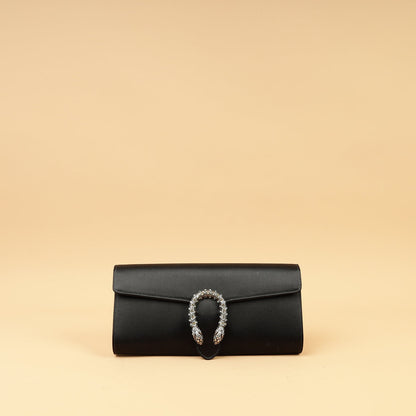 Gucci Black Satin Crystal Dionysus Clutch
