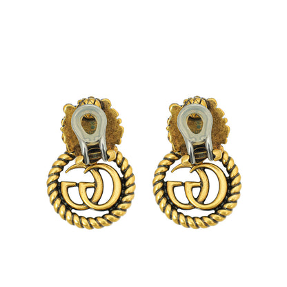 Gucci Antique Gold GG Lion Head Clip On Earrings