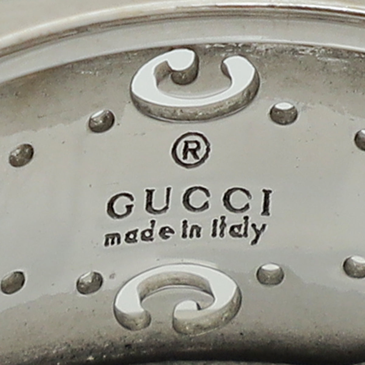 Gucci 18K White Gold GG Rotating Wide Icon Ring 15