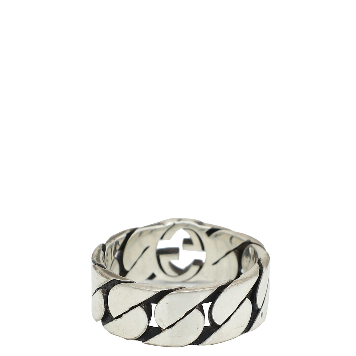 Gucci Sterling Silver Interlocking G Men's Ring 22
