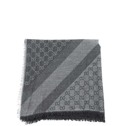Gucci Grey GG Wool Jacquard Shawl