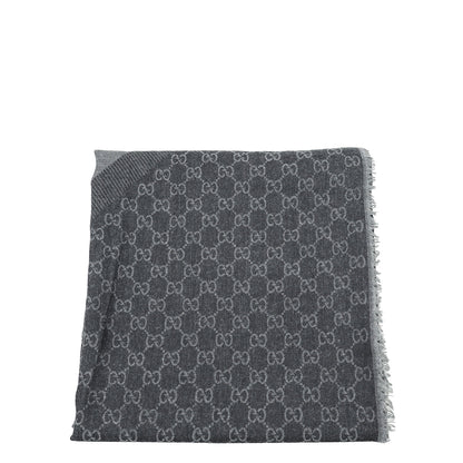 Gucci Grey GG Wool Jacquard Shawl