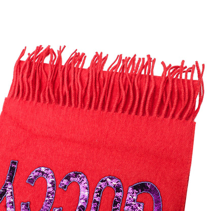 Gucci Red Sequin Guccify Fringe Scarf