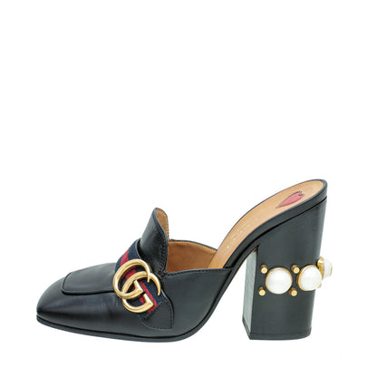 Gucci Black GG Web Peyton Mules 37.5