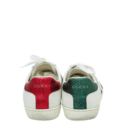 Gucci White Ace Bee Embroidered Sneaker 38