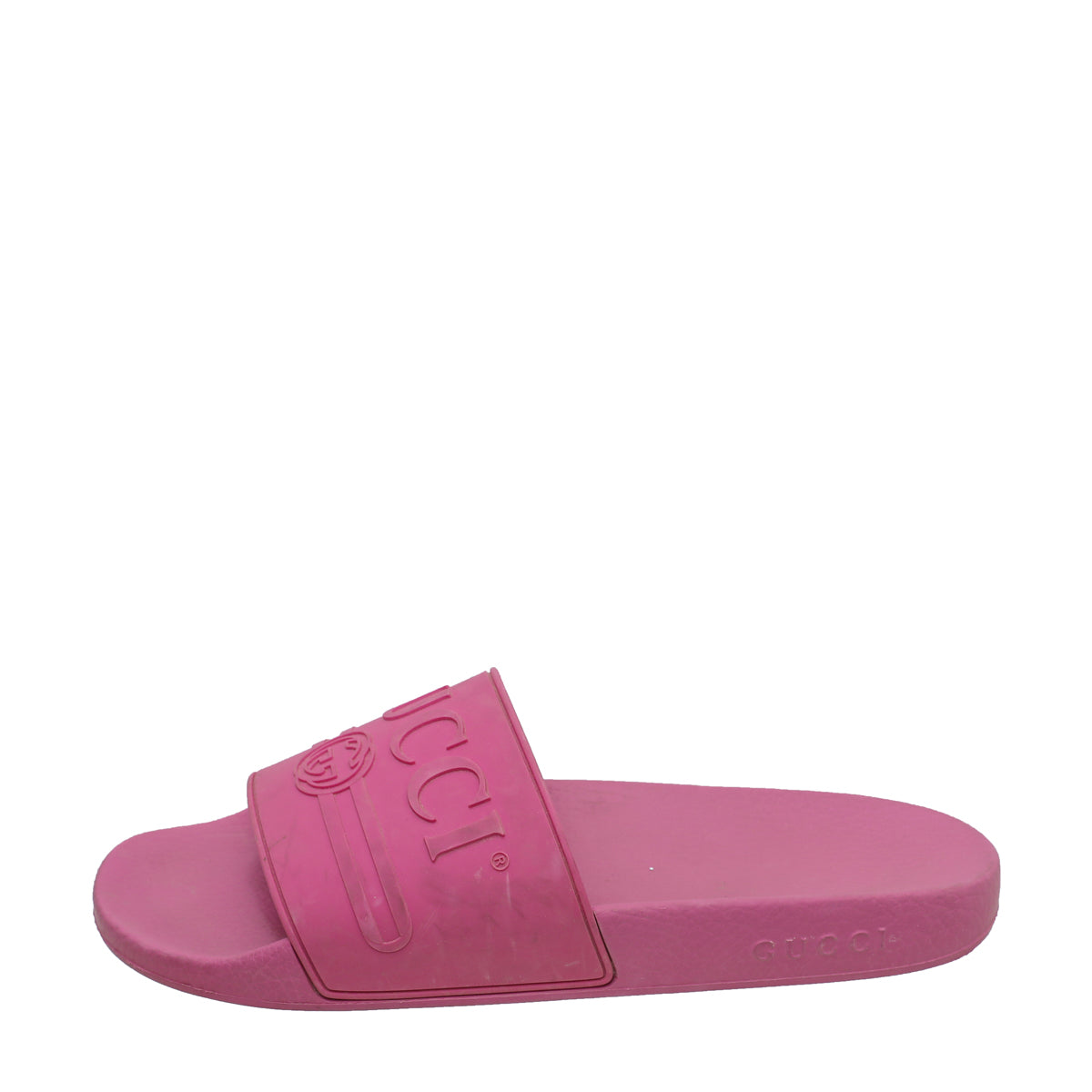 Gucci Pink Logo Rubber Slide Sandal 42