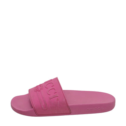 Gucci Pink Logo Rubber Slide Sandal 42