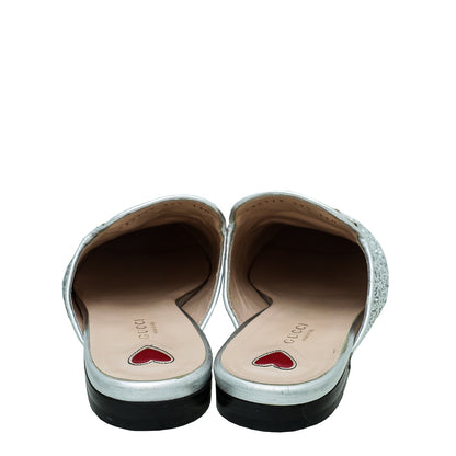 Gucci Silver Glitter Princetown Mules 39.5