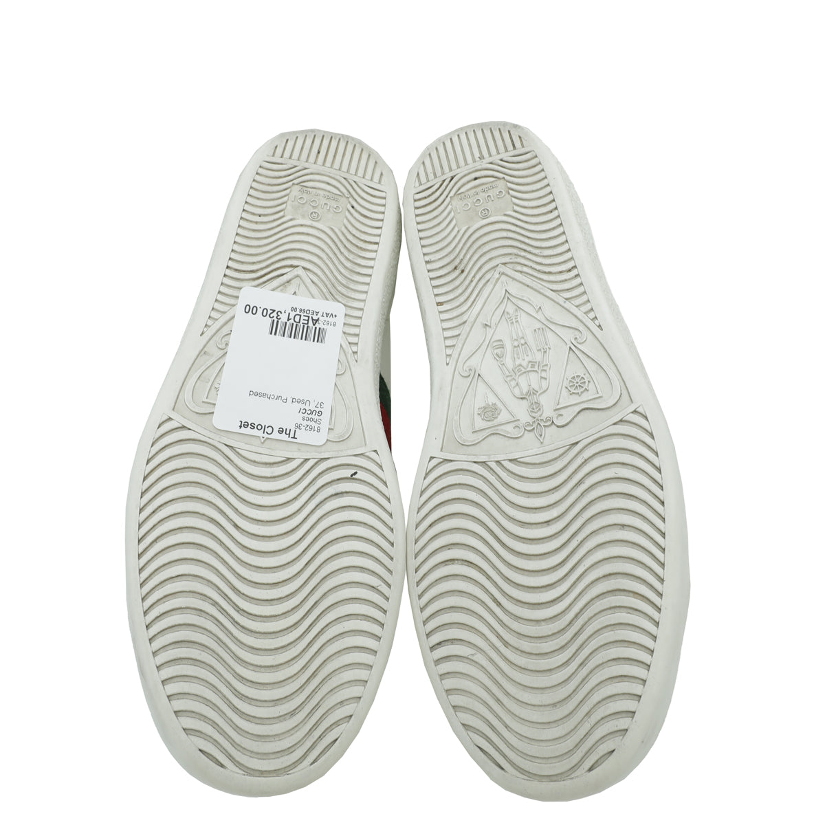 Gucci White Ace Web Pearl Studs Sneaker 37