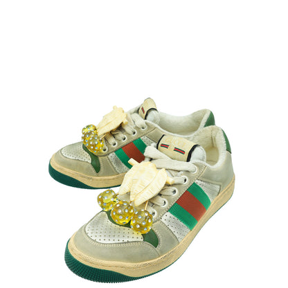 Gucci Dusty White Cherries Screener Sneakers 34