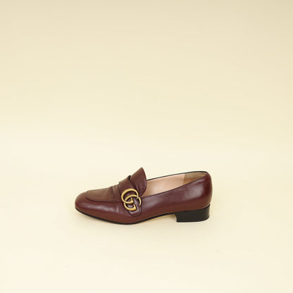 Gucci Burgundy GG Marmont Loafers 36.5