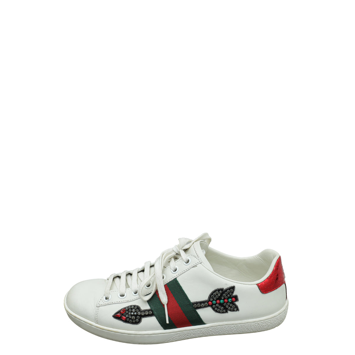 Gucci White Ace Embroidered Arrow Sneaker 37