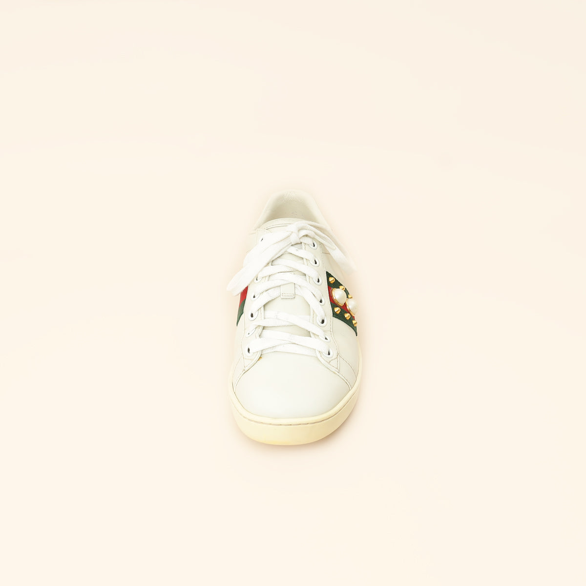 Gucci White Spiked Studded Ace Sneakers 37