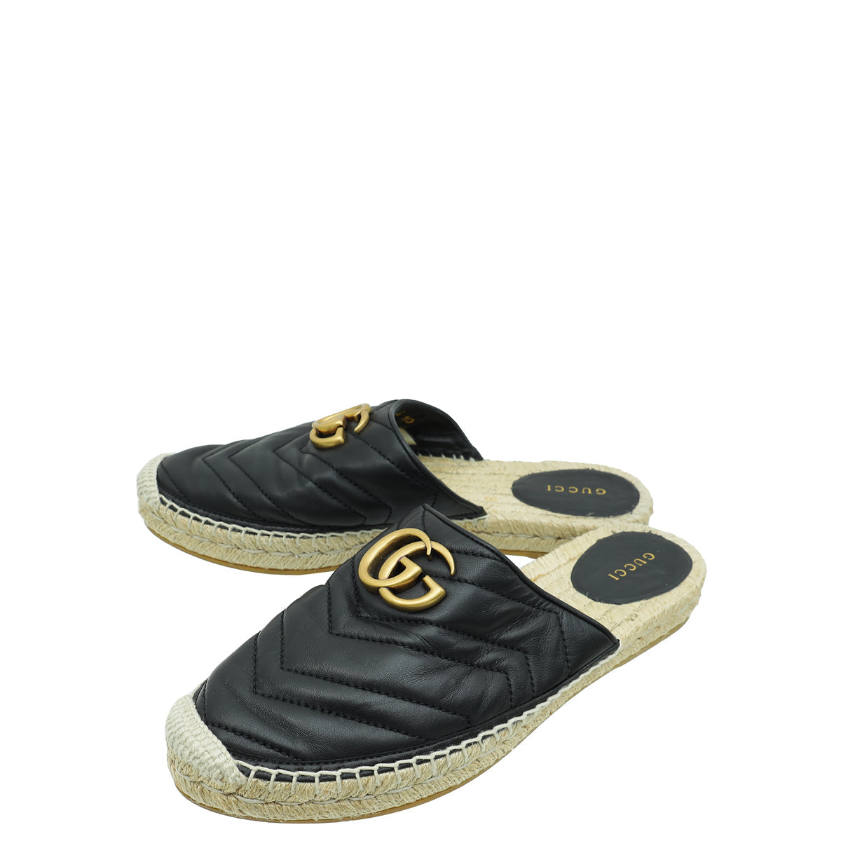 Gucci Black GG Marmont Espadrille Mules 38.5