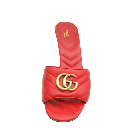 Gucci Red GG Marmont Slide Mules Sandal 38