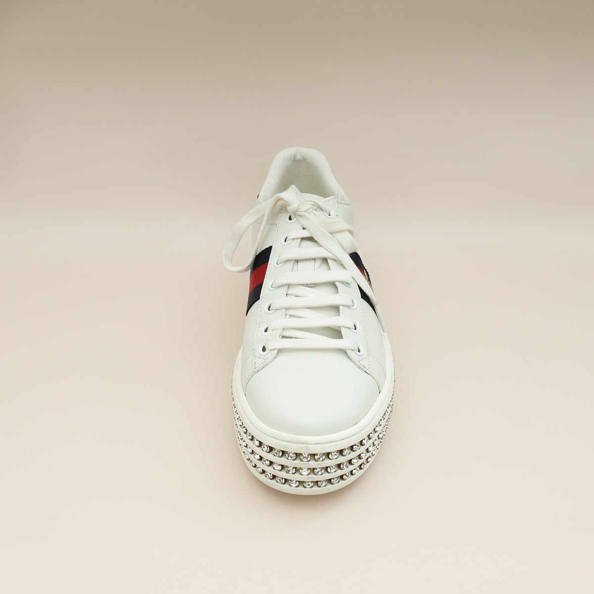Gucci White Crystal Platform Ace Bee Sneakers 38