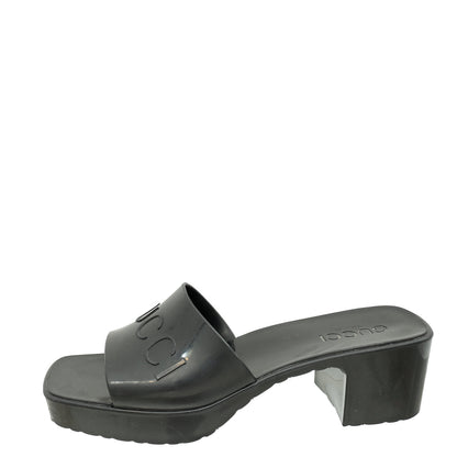 Gucci Black Logo Slide Rubber Sandals 38