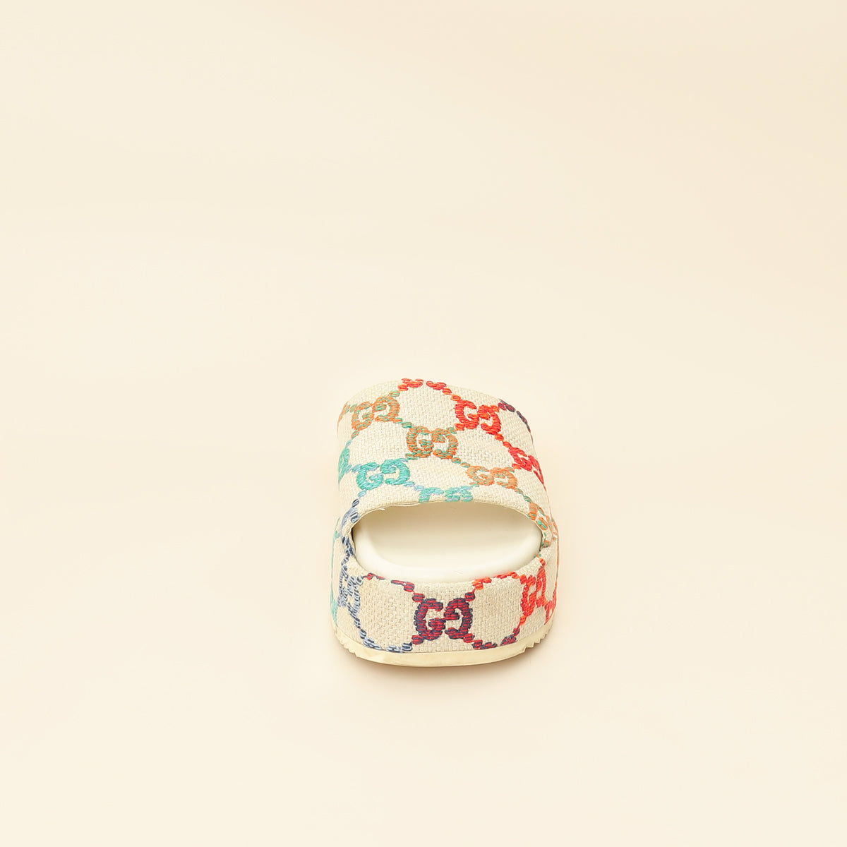 Gucci Beige GG Multicolor Jacquard Platform Slide 39